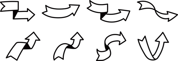 手書き風矢印アイコンセット_リボン