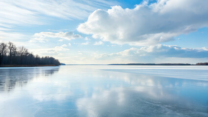 Obraz premium A frozen lake reflecting the sky