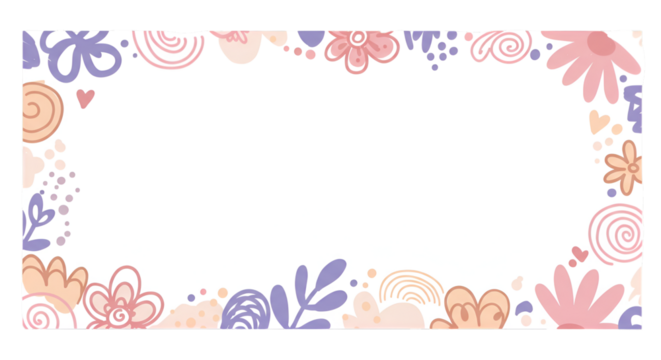 Delicate Floral Frame Illustration With Pink Purple And Peach Flowers Background