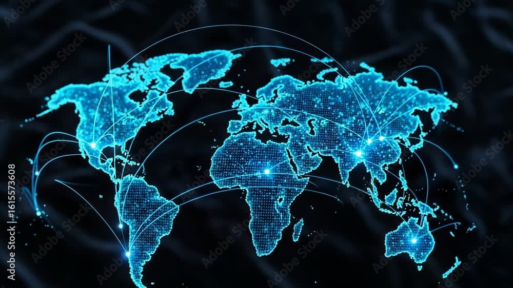 Aufkleber global network connections world map data visualization technology worldwide internet digital
