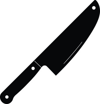 black silhouette a butcher knife on white backgrou.eps