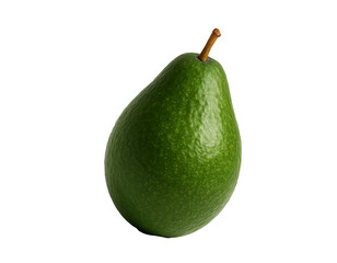 Fresh whole avocado with stem and textured skin for food ads, packaging, or healthy diet visuals.