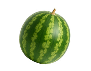 Juicy whole watermelon with striped rind for summer-themed designs, ads, or fresh food visuals.
