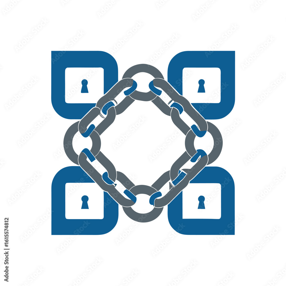Aufkleber interlocked chain links symbolizing security connection and strength in a vector design