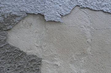 Old cracked plaster on the wall of the house. Abstract background.