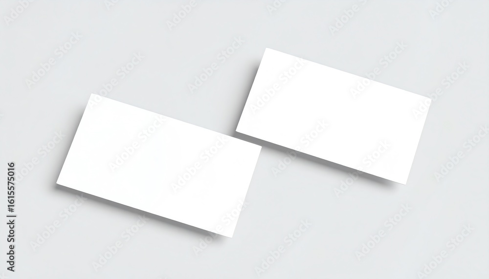 Poster two white square cards on a subtle gray background ideal for business card mock-up and creative pres
