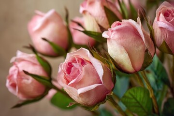 Obraz premium Close up of faux pink rose buds