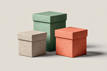 Set of pastel colored cubes on neutral background