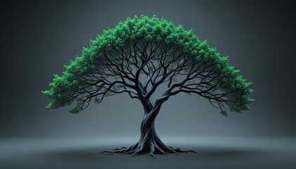 A majestic, stylized tree against a muted background.