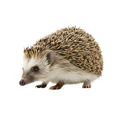 Fototapeta premium A hedgehog foraging for food, isolated transparent background