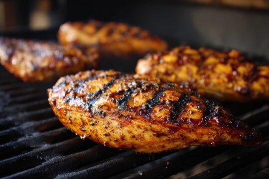 Cooked chicken on a grill