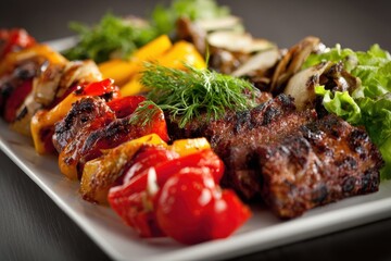 Cooked meat and veggies