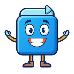 Naklejka premium Funny Download Button Character with Animated Face – Flat UI Icon PNG Design