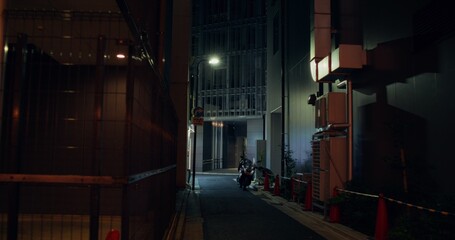 The street of the night city. The alley between the houses © m-art