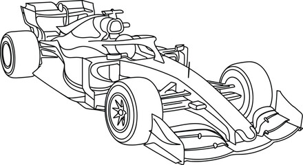 Formula 1 race car illustration, high speed vehicle, modern aerodynamic design, sports car sketch, racing auto drawing, competitive motorsport art
