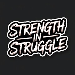 Strength in Struggle — barbell with vines wrapping around, thick white outline