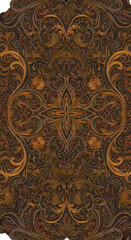 Decorative Brown And Gold Floral Pattern Illustration Isolated Background