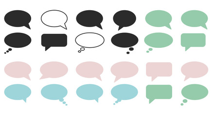 Editable Vector Chat Bubble Set – Flat Speech and Message Bubbles for UI and Design