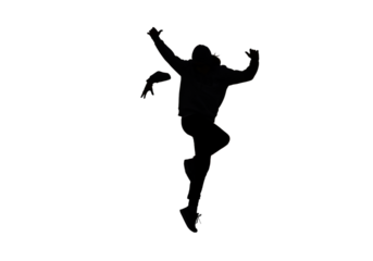 Dynamic Silhouette Of A Man Dancing In Black Isolated Background Illustration