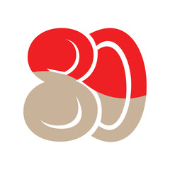 number 80 logo design template with red and white colors