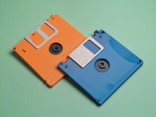 Detailed Floppy Disks, Muted Green Background