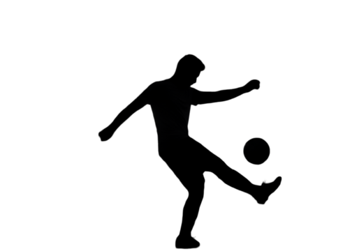 Dynamic Illustration Of Soccer Player In Black Silhouette Background
