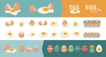 Collection of Different Egg Types and Preparations