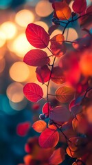 Autumn Leaves Glowing in Evening Light Seasonal Nature Scene