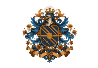 Elegant Heraldic Emblem Illustration On Black Background Detailed Design