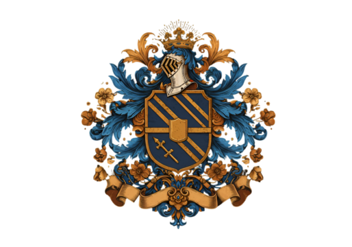 Elegant Heraldic Emblem Illustration On Black Background Detailed Design