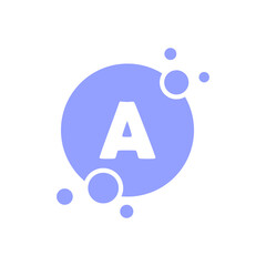 Vitamin A icon, sign or symbol. Vitamin A supplements, pills, capsules. Vitamin A in a water drop or bubble shape. Healthy lifestyle. Vector