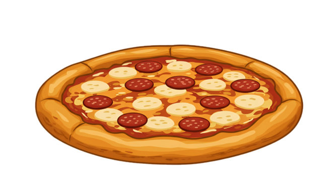 Delicious Pizza Illustration With Pepperoni and Cheese Isolated On Transparent Background - Powered by Adobe