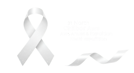 Elegant White Ribbon Illustration on Transparent Isolated Black Background