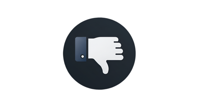 Dislike Thumbs Down Icon Against Dark Round Transparent Background