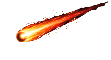 Fiery Abstract Illustration of a Meteor with Transparent Background