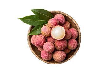 a bowl of fresh fruit with a leaf on top