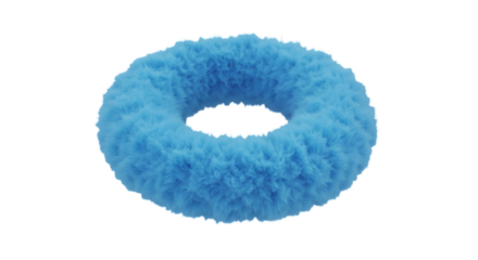 Fluffy Blue Donut Rendered in 3D on Isolated Transparent Background