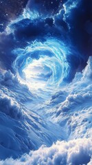 Surreal Sky with Swirling Clouds Leading to Light