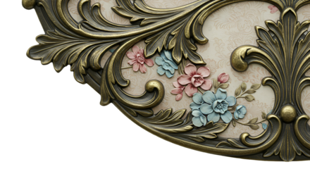 Detailed Decorative Floral Frame Illustration Isolated on Transparent Background