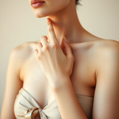 Fototapeta premium Woman's Hand Touching Her Neck