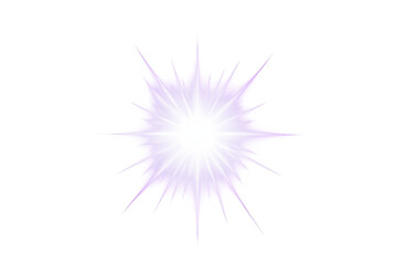 Fototapeta premium Luminous purple star glowing, emitting radiant light against transparent backdrop, generating magical energy with vibrant sparkle