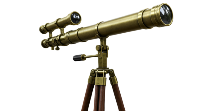 Detailed Gold Antique Telescope Illustration On Transparent Background