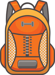 Orange backpack with grey accents and dotted pattern travel