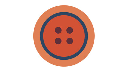 Fototapeta premium Orange Button Four Holes Dark Brown Stitching Detail