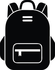 Sleek black backpack icon with silver zipper detail travel luggage