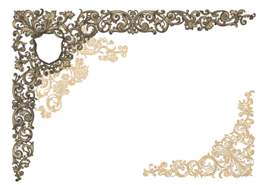 Elegant Golden Ornament Corner Illustration Design On Black Background