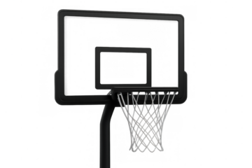 Basketball hoop floating digitally, rendered with transparent background, ready for sports graphic design and marketing composition