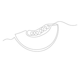 One line drawing of healthy organic melon sliced ​​for garden logo identity.white background, Modern continuous line drawing design graphic vector illustration