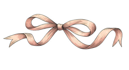 Elegant Pink Ribbon Illustration Isolated On Transparent Background