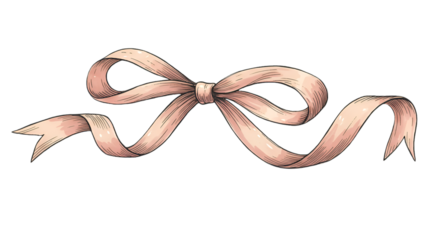 Elegant Pink Ribbon Illustration Isolated On Transparent Background